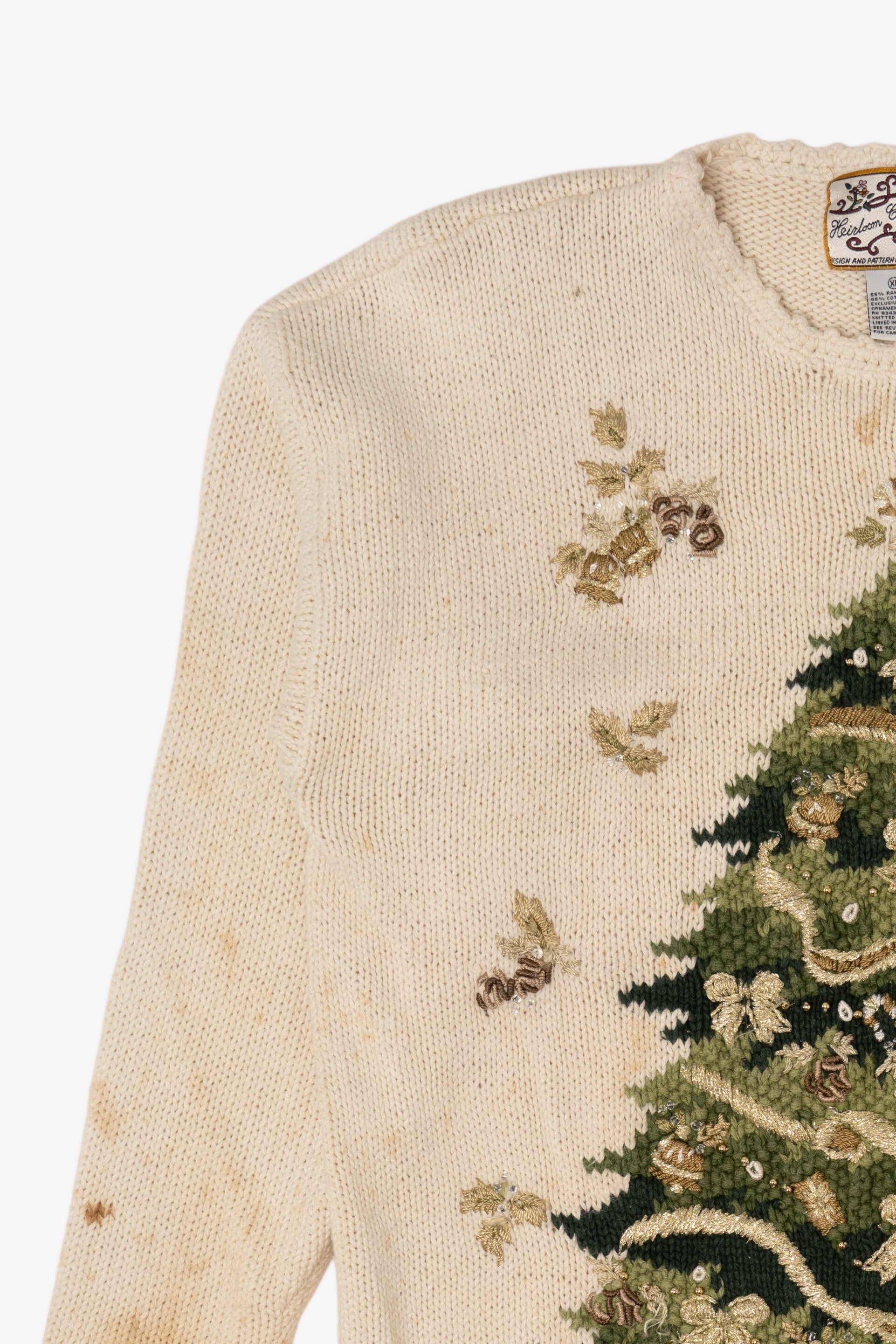 Vintage Beige Heirloom Collectible Tree Ugly Christmas Pullover (2000s)