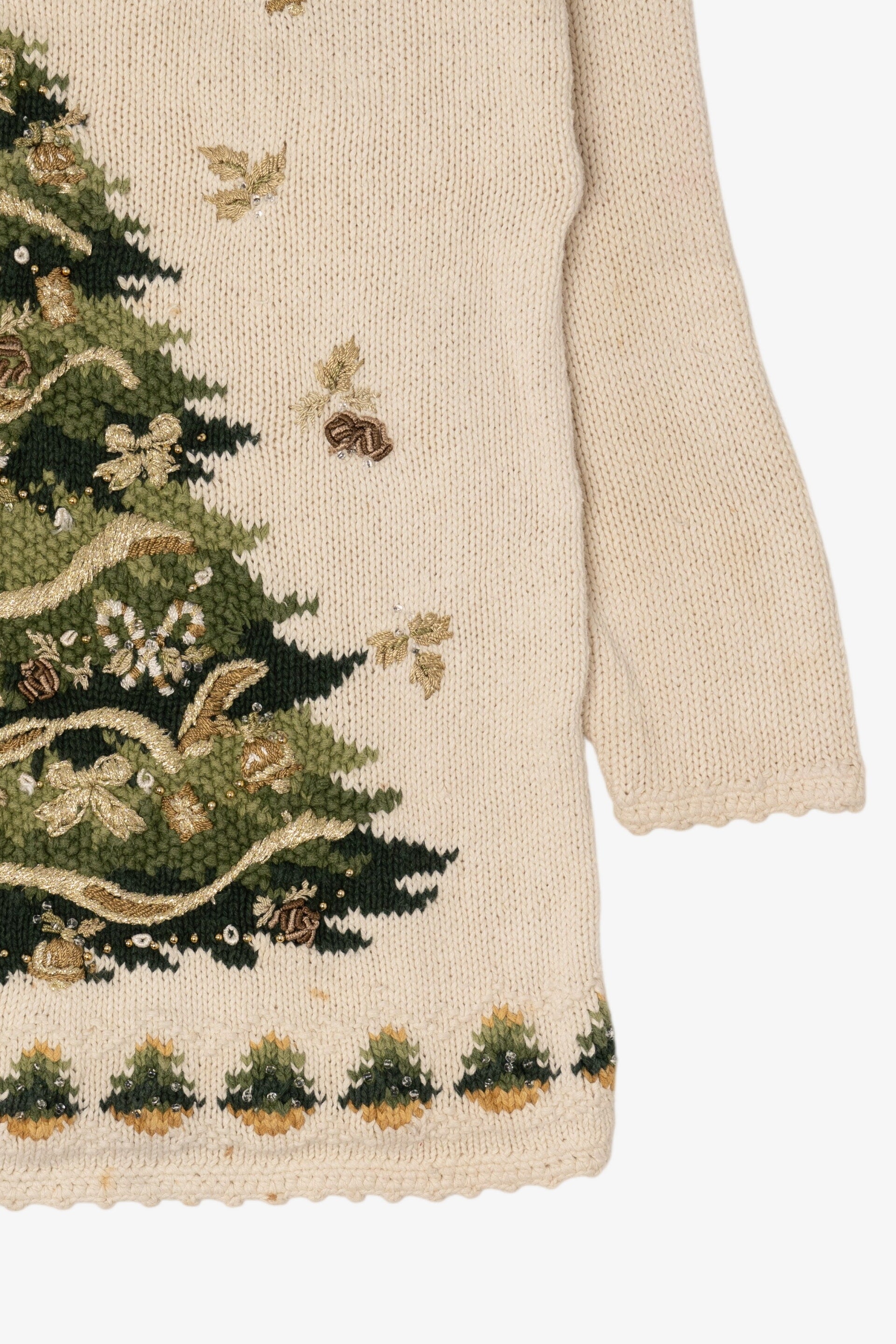 Vintage Beige Heirloom Collectible Tree Ugly Christmas Pullover (2000s)