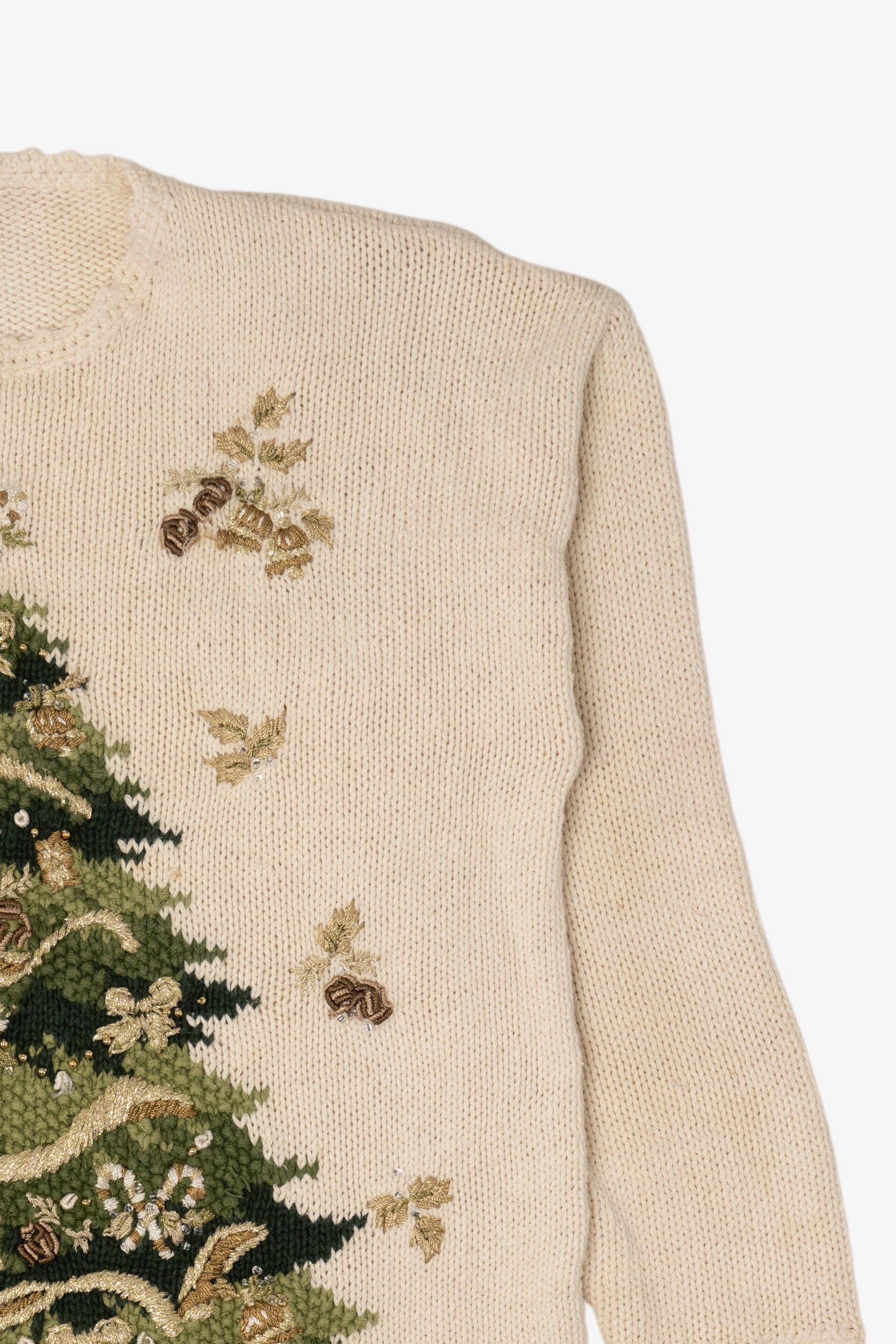 Vintage Beige Heirloom Collectible Tree Ugly Christmas Pullover (2000s)