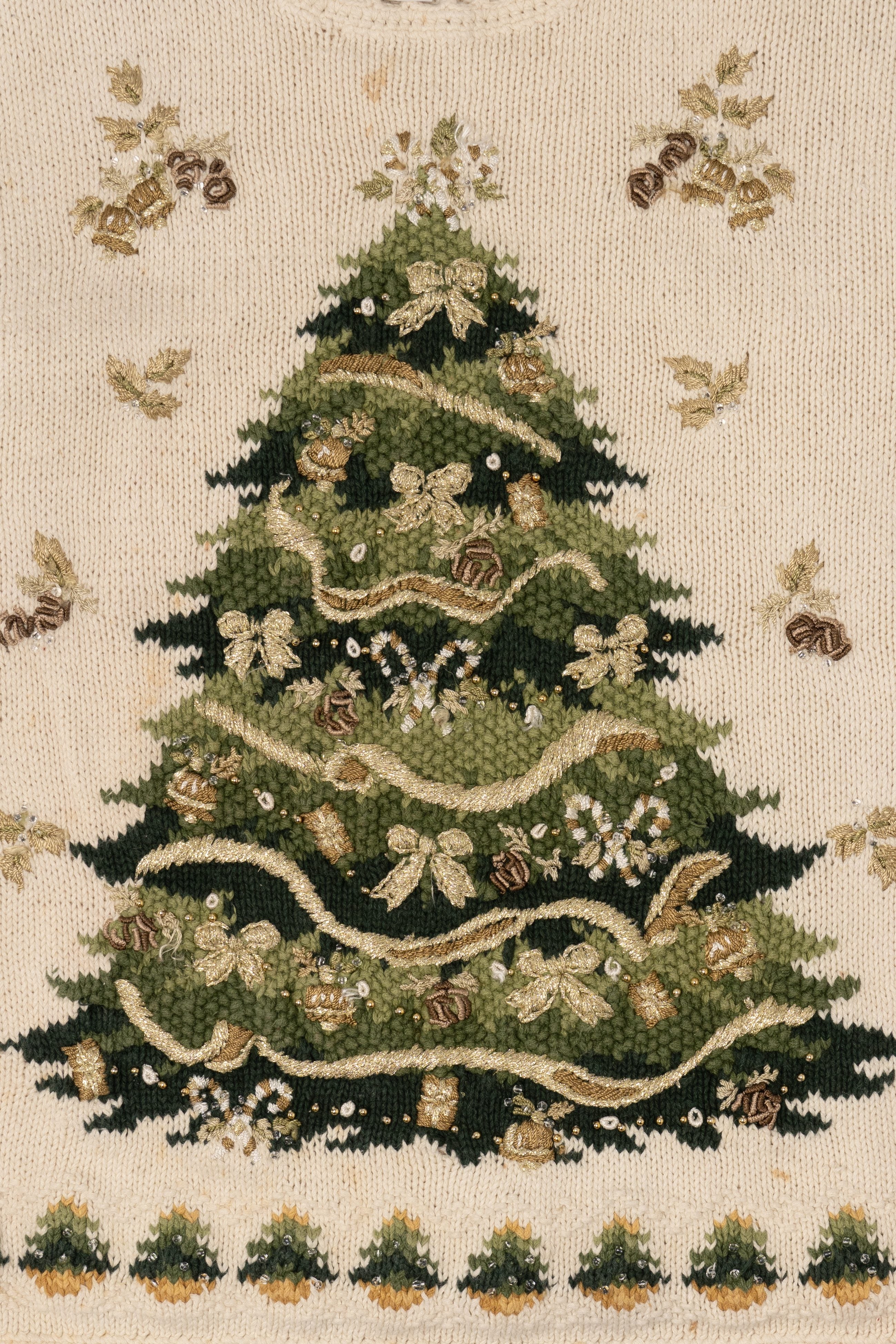 Vintage Beige Heirloom Collectible Tree Ugly Christmas Pullover (2000s)