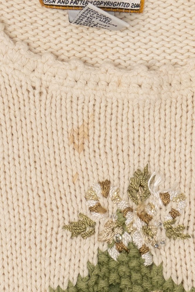 Vintage Beige Heirloom Collectible Tree Ugly Christmas Pullover (2000s)