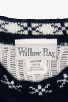 Vintage Navy Blue Willow Bay Snowmen Ugly Christmas Pullover (1990s)