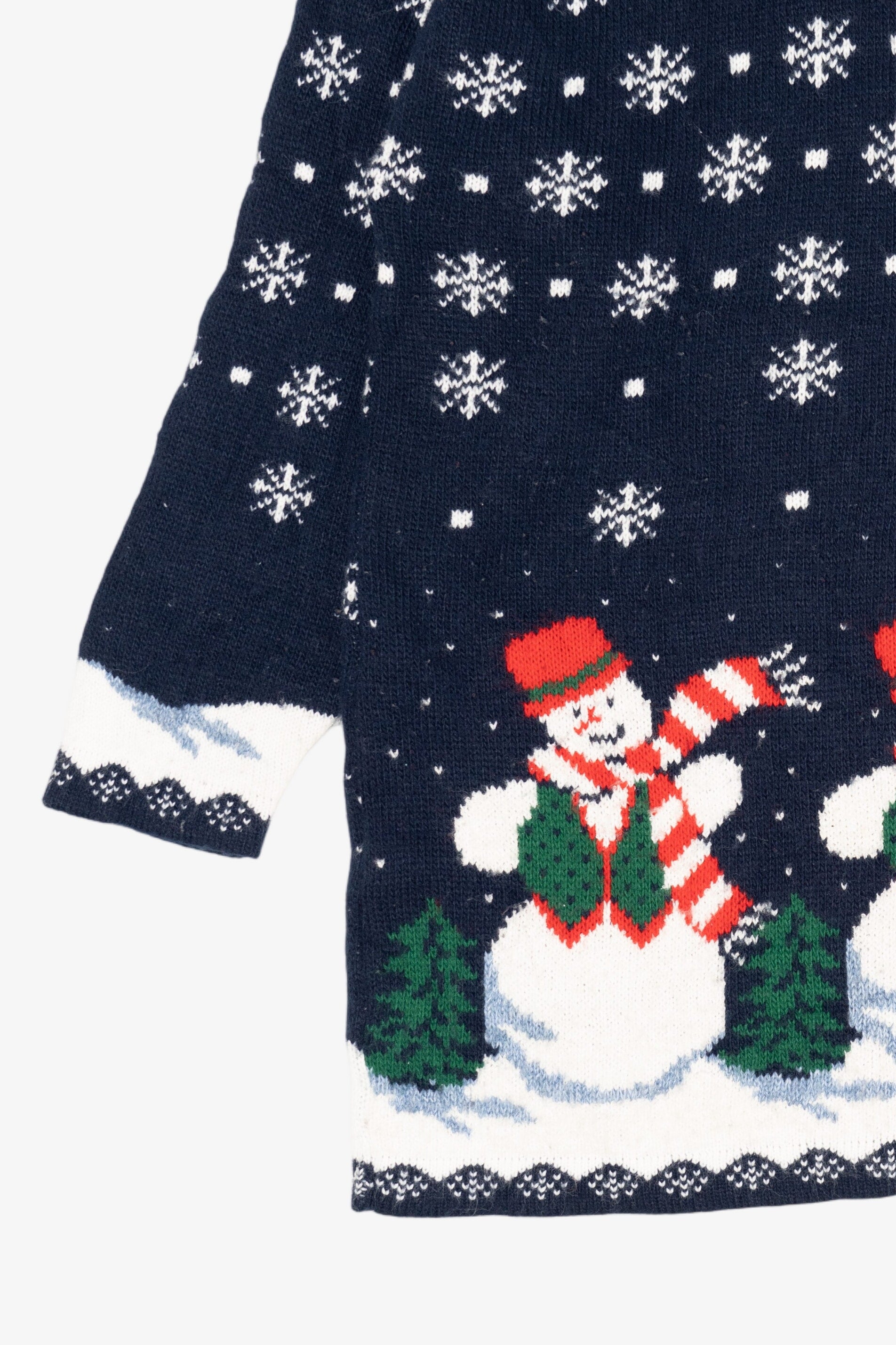 Vintage Navy Blue Laura Tyler Snowmen Ugly Christmas Pullover (1980s)