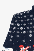 Vintage Navy Blue Laura Tyler Snowmen Ugly Christmas Pullover (1980s)