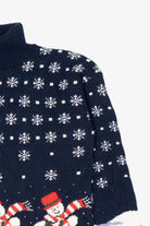 Vintage Navy Blue Laura Tyler Snowmen Ugly Christmas Pullover (1980s)