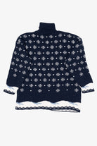 Vintage Navy Blue Laura Tyler Snowmen Ugly Christmas Pullover (1980s)