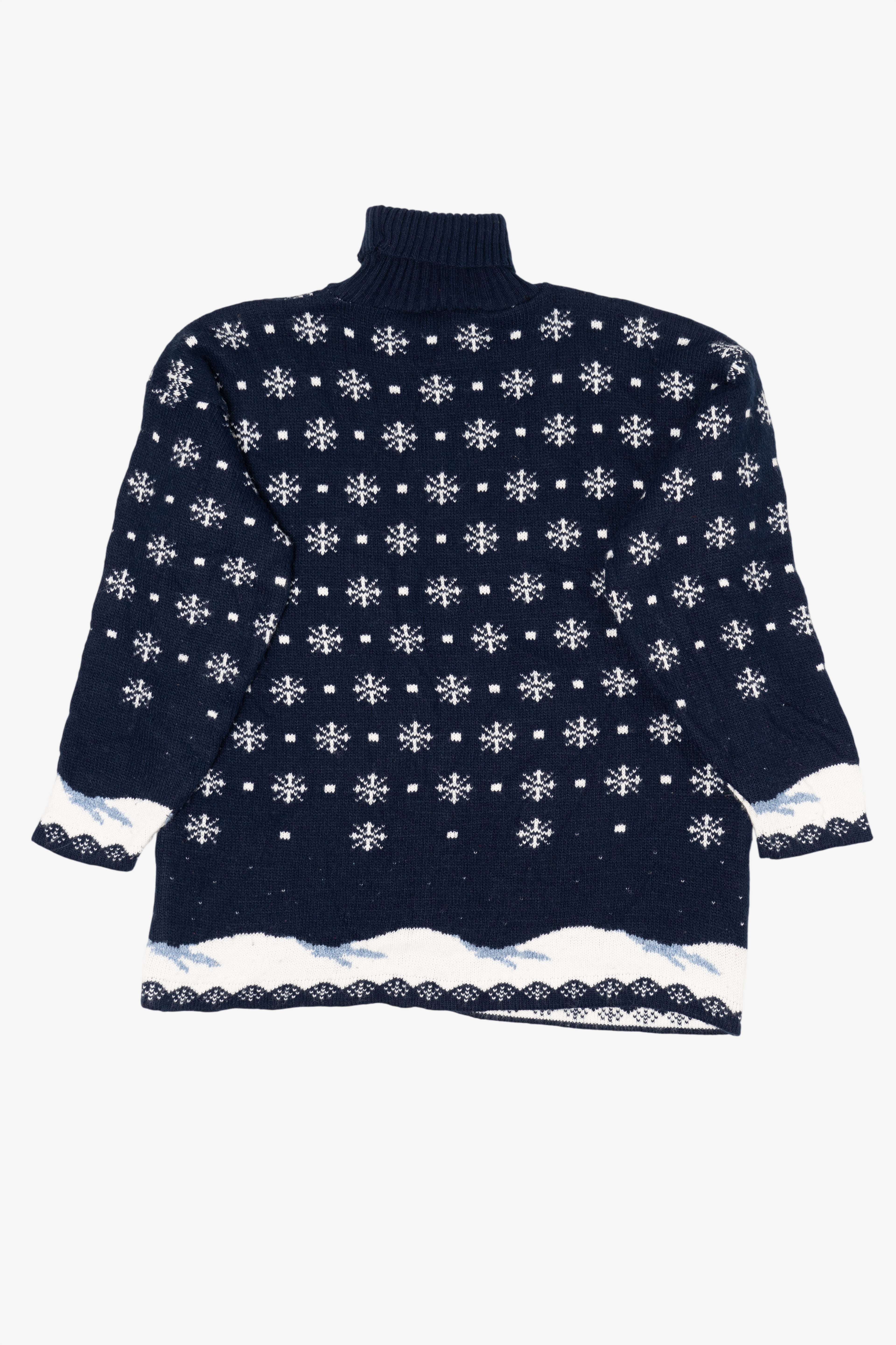 Vintage Navy Blue Laura Tyler Snowmen Ugly Christmas Pullover (1980s)