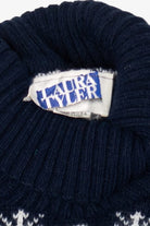 Vintage Navy Blue Laura Tyler Snowmen Ugly Christmas Pullover (1980s)