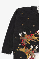 Vintage Black Carly St. Claire Santa Flying Ugly Christmas Pullover (1990s)