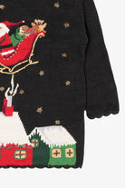 Vintage Black Carly St. Claire Santa Flying Ugly Christmas Pullover (1990s)