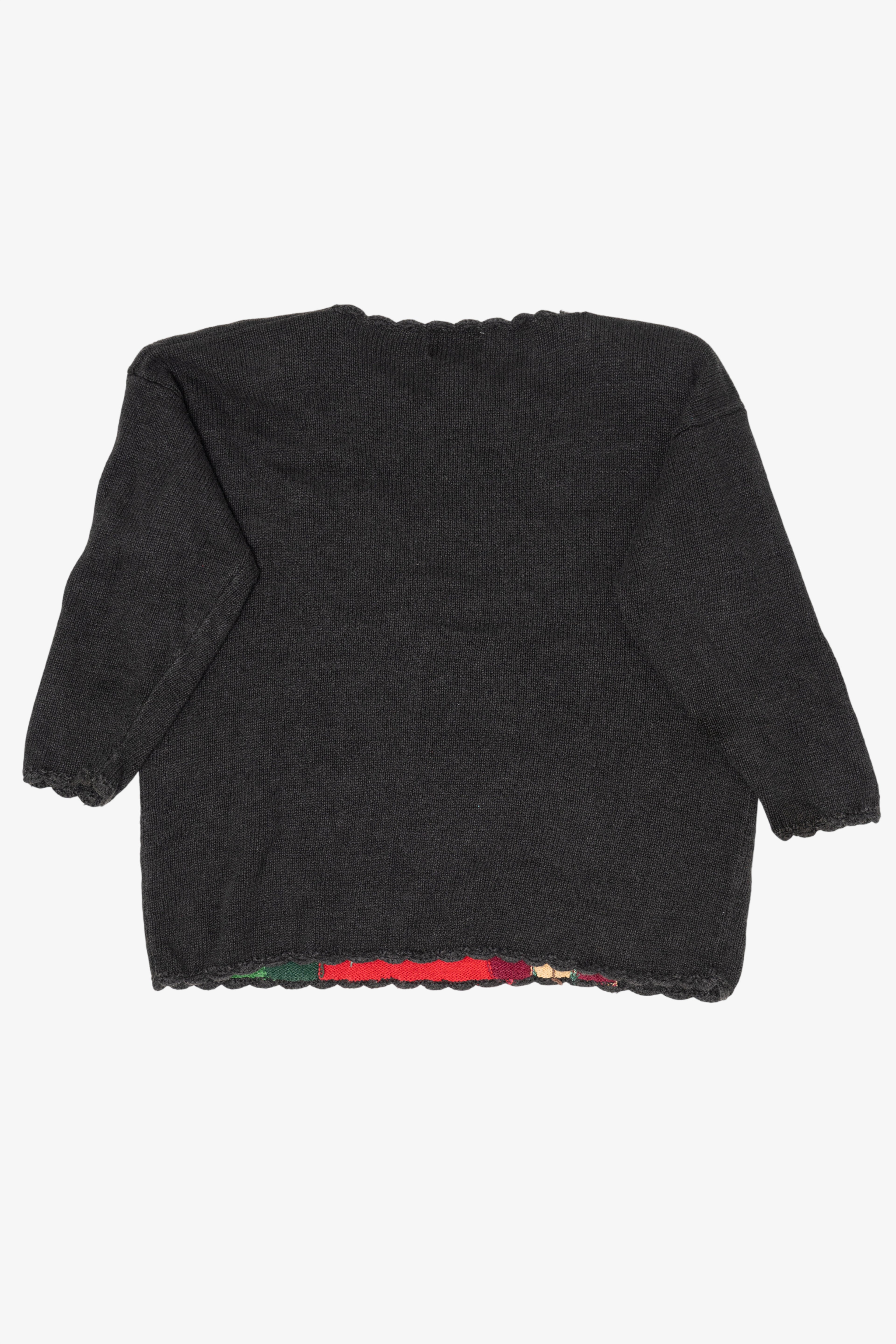 Vintage Black Carly St. Claire Santa Flying Ugly Christmas Pullover (1990s)