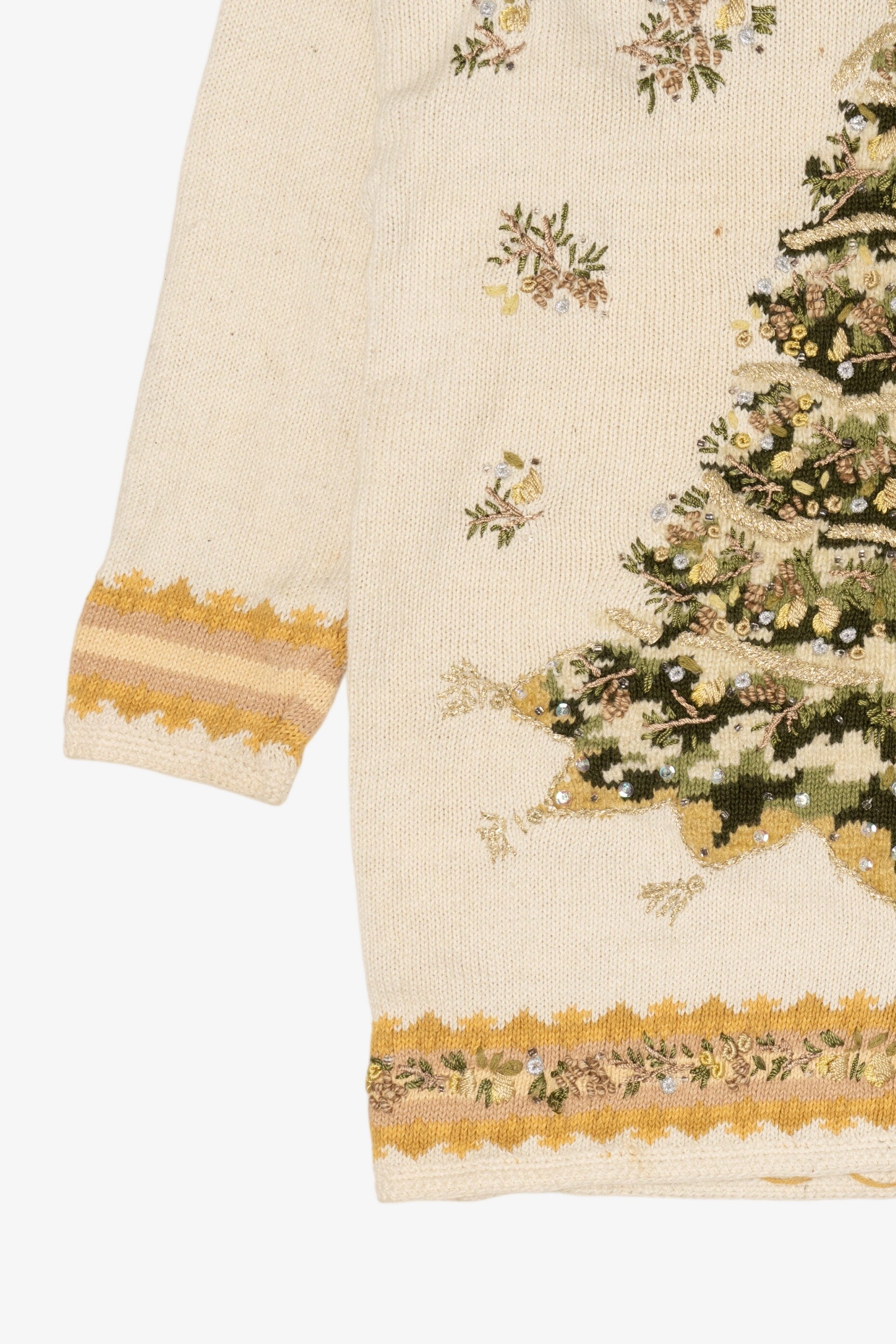 Vintage White Heirloom Collectible Trees Ugly Christmas Pullover (2000s)