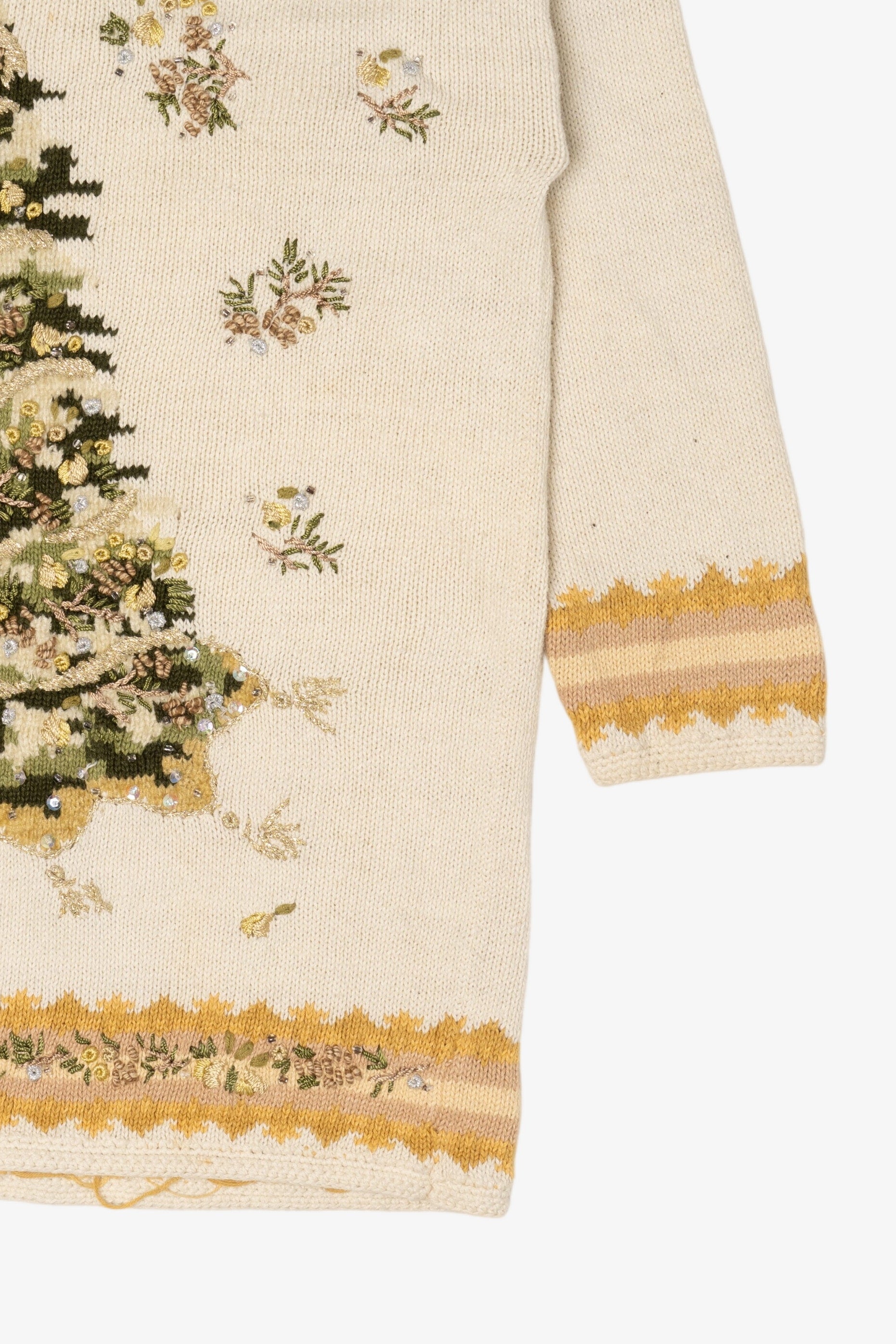 Vintage White Heirloom Collectible Trees Ugly Christmas Pullover (2000s)