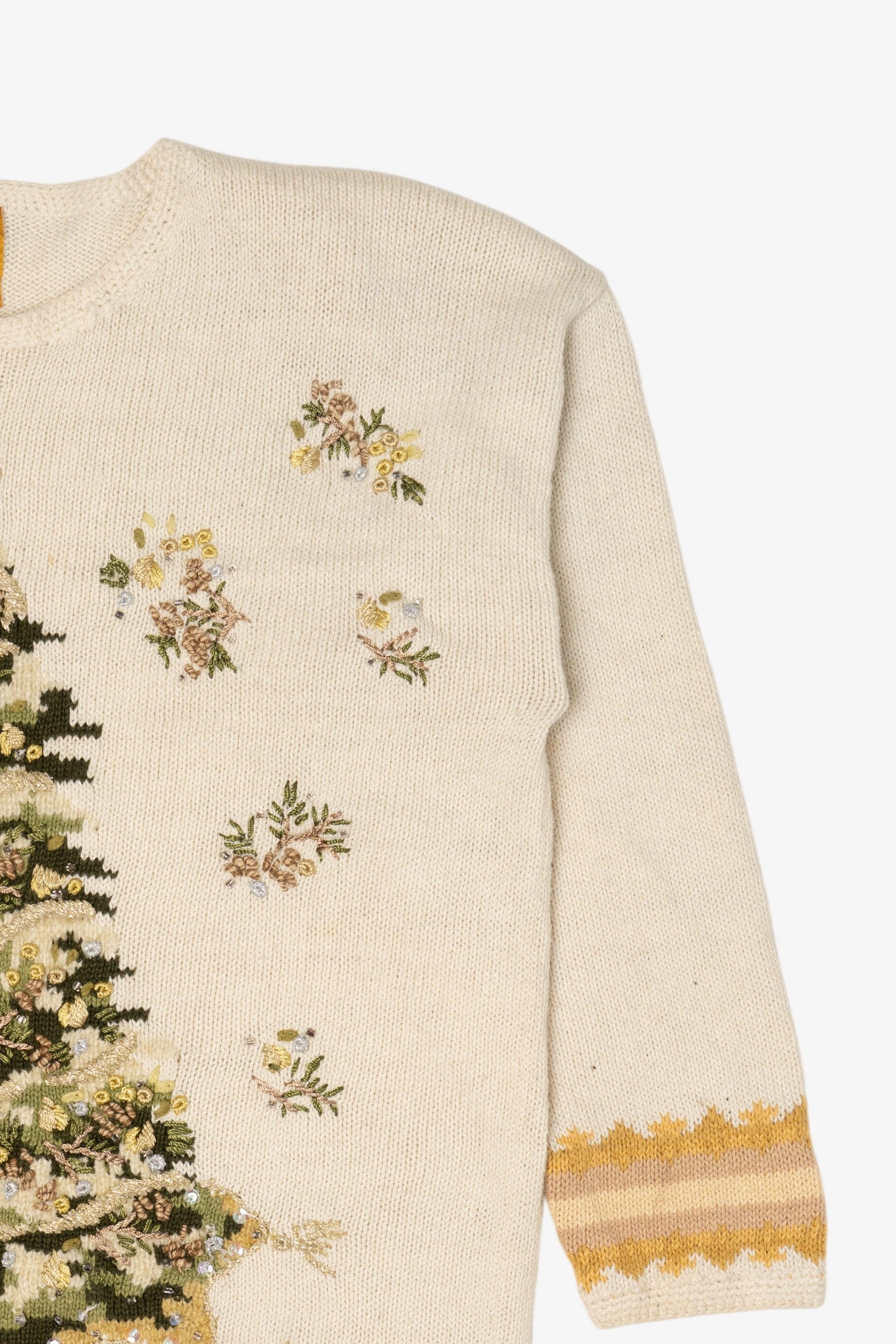 Vintage White Heirloom Collectible Trees Ugly Christmas Pullover (2000s)
