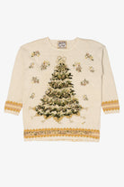Vintage White Heirloom Collectible Trees Ugly Christmas Pullover (2000s)