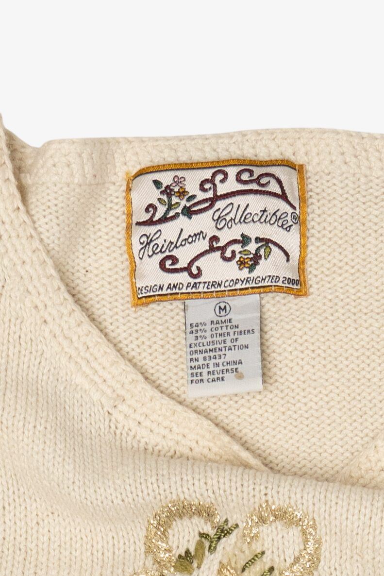 Vintage White Heirloom Collectible Trees Ugly Christmas Pullover (2000s)