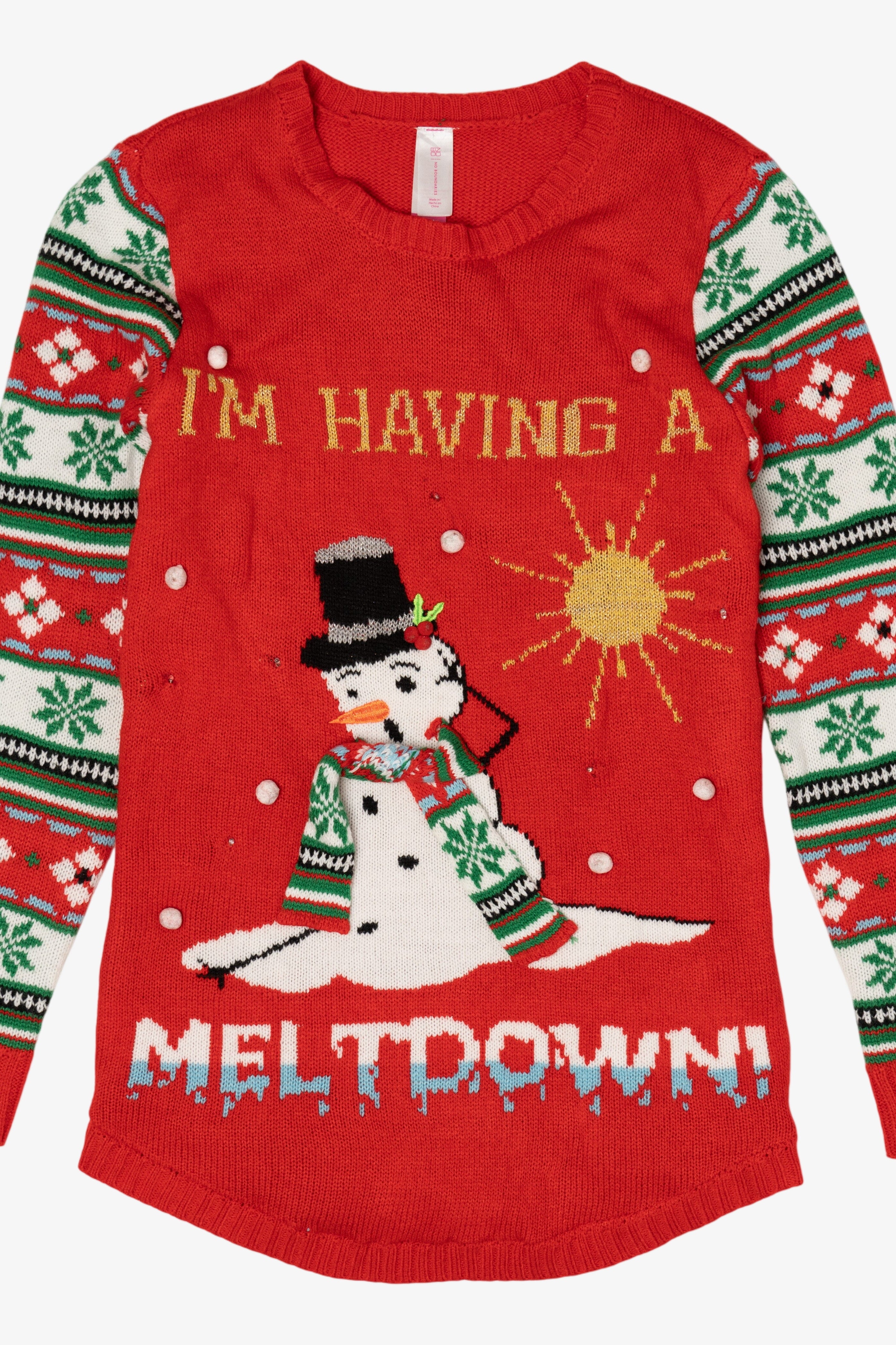 Kid Sized "I'm Having A Meltdown" Snowman Ugly Christmas Pullover