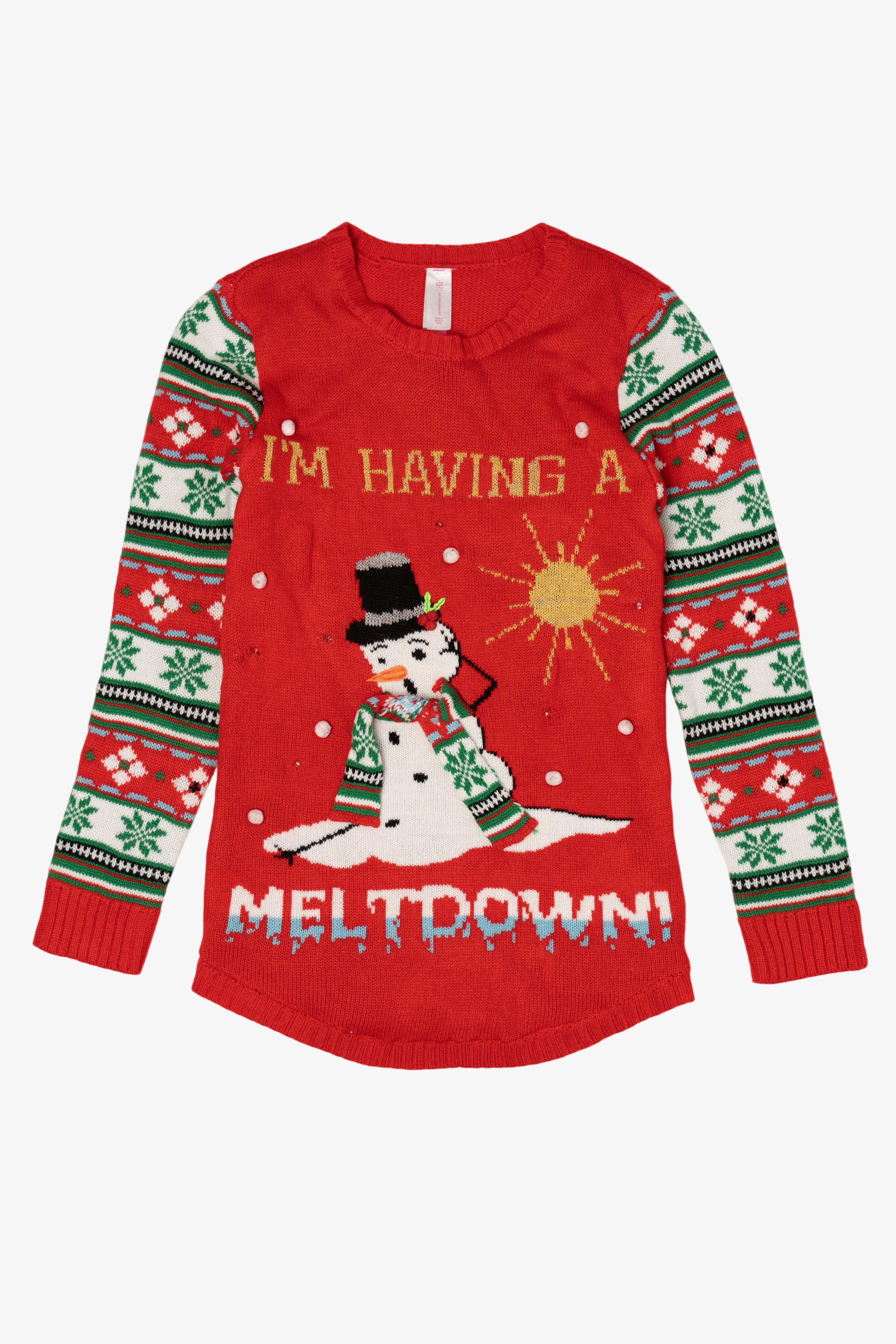 Kid Sized "I'm Having A Meltdown" Snowman Ugly Christmas Pullover