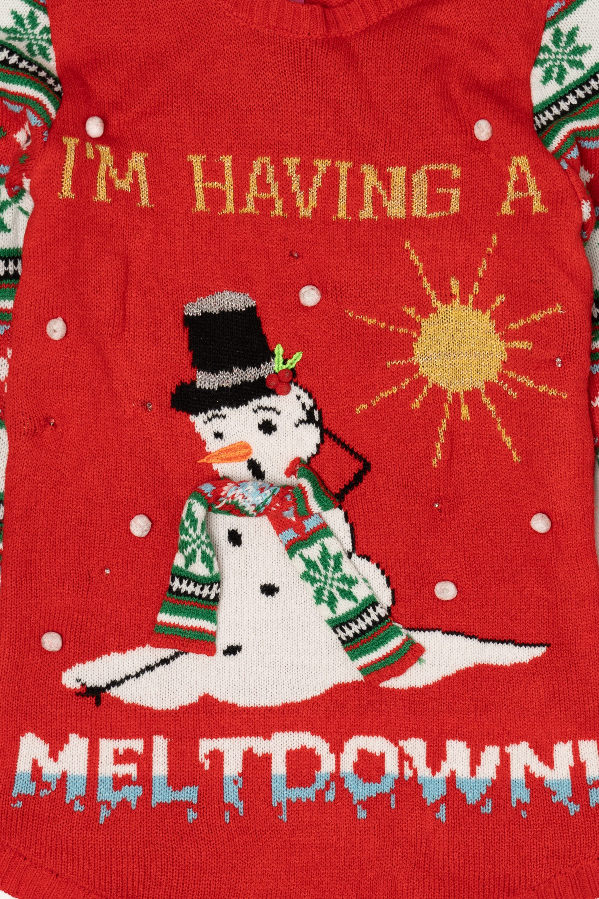 Kid Sized "I'm Having A Meltdown" Snowman Ugly Christmas Pullover