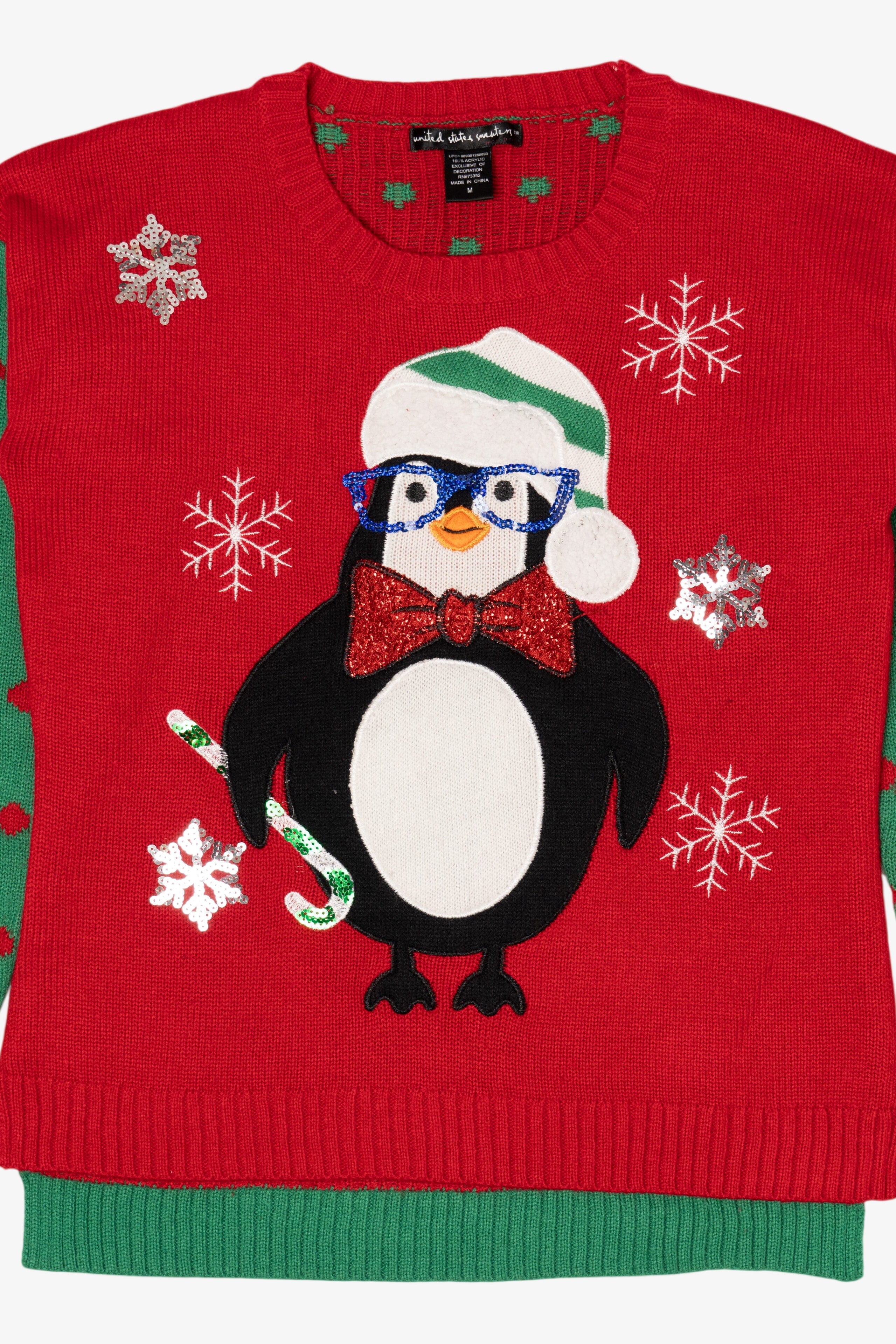 Red Christmas Penguin Ugly Christmas Pullover