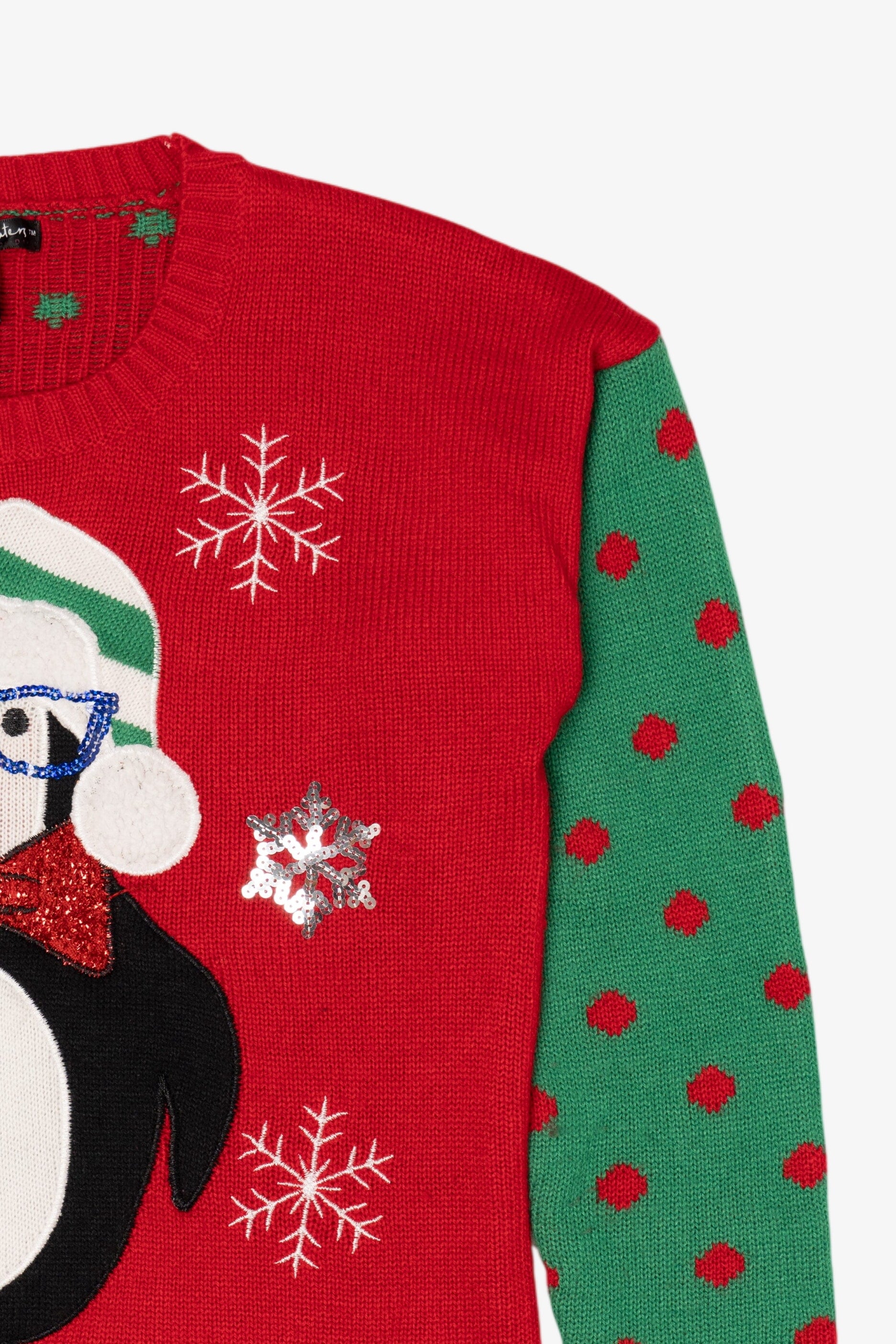 Red Christmas Penguin Ugly Christmas Pullover