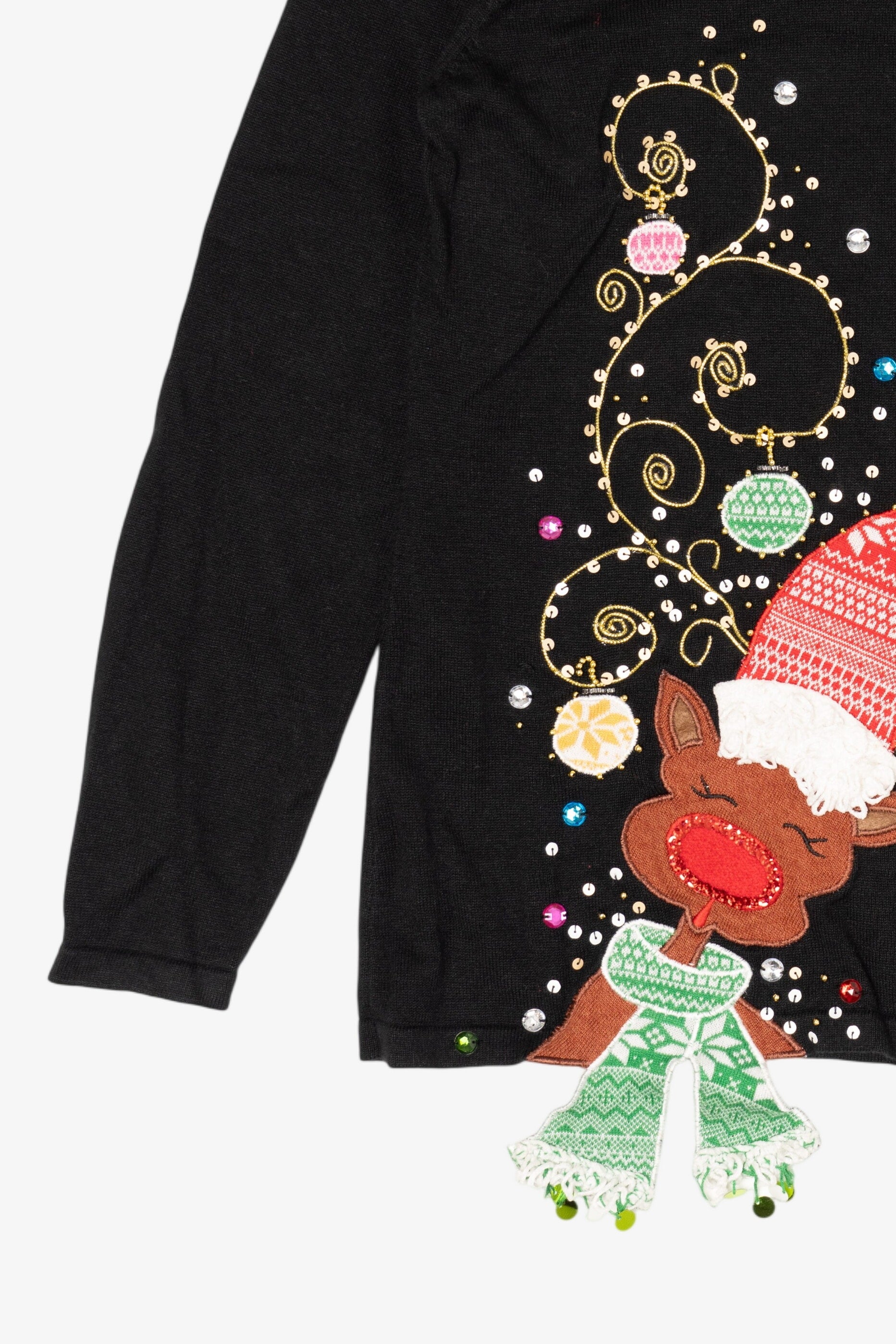 Vintage Black Berek Reindeer Ugly Christmas Pullover (1990s)