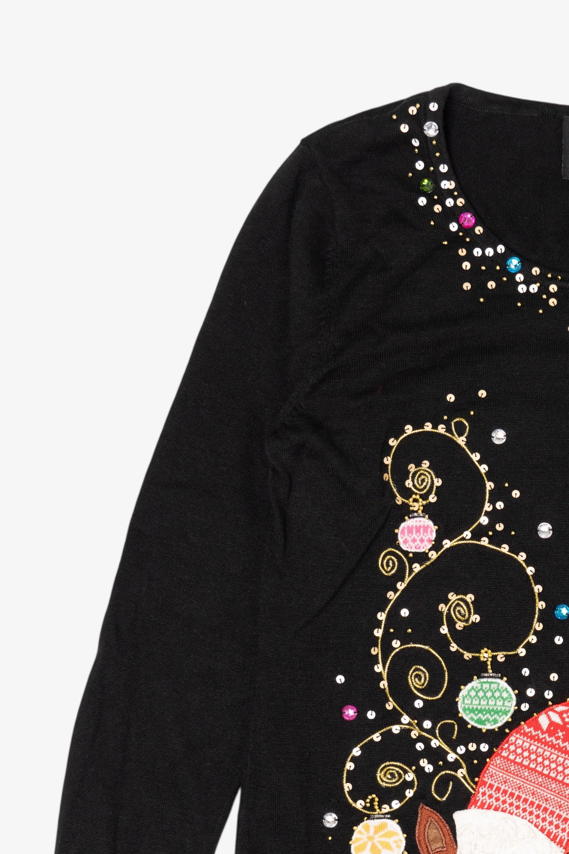 Vintage Black Berek Reindeer Ugly Christmas Pullover (1990s)