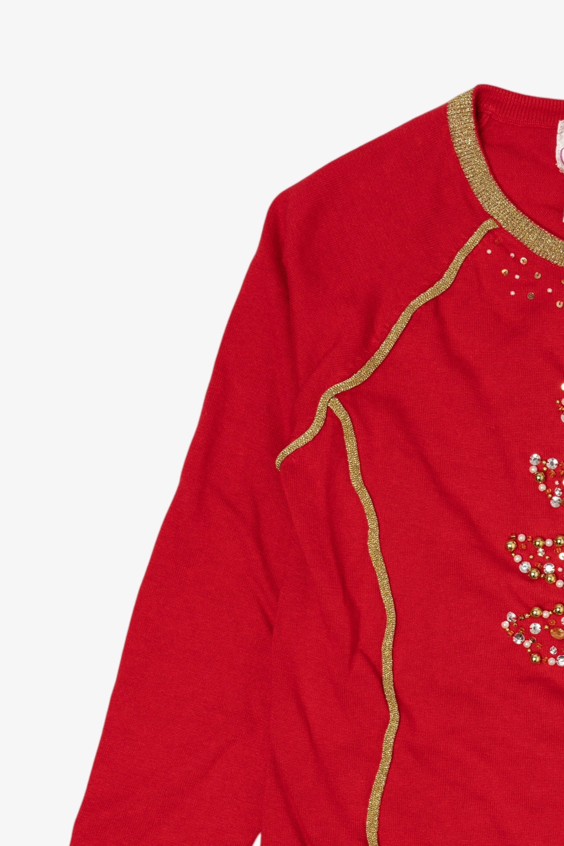 Vintage Red Quacker Factory Tree Ugly Christmas Pullover (2000s)