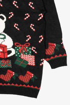 Vintage Black Private Eyes Teddy Bear With Presents Ugly Christmas Pullover (1980s)