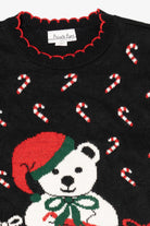 Vintage Black Private Eyes Teddy Bear With Presents Ugly Christmas Pullover (1980s)