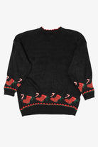 Vintage Black Private Eyes Teddy Bear With Presents Ugly Christmas Pullover (1980s)