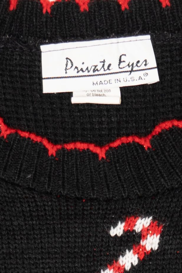 Vintage Black Private Eyes Teddy Bear With Presents Ugly Christmas Pullover (1980s)