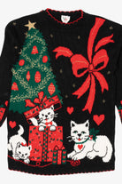 Vintage Black Nutcracker Cats Ugly Christmas Pullover (1980s)