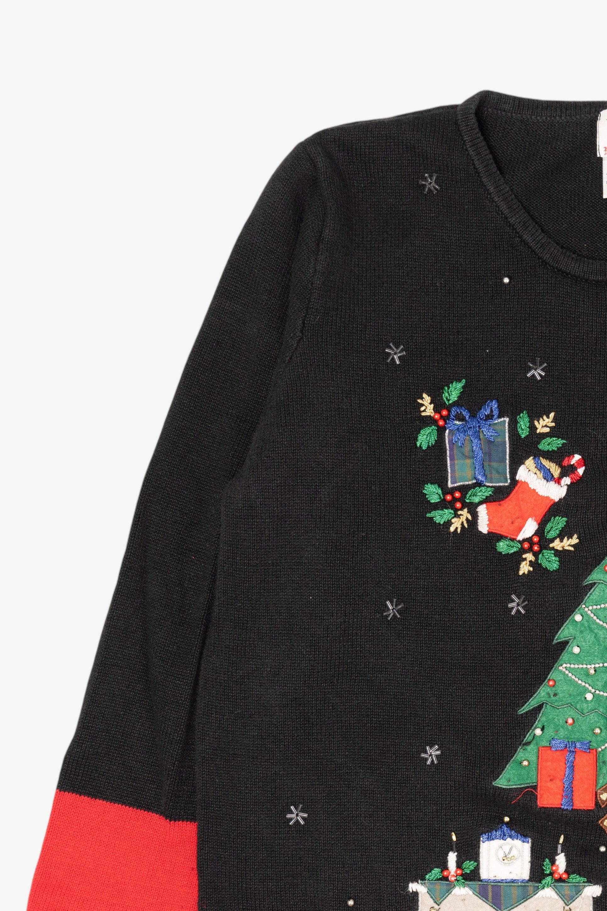 Vintage Black Nutcracker Fireplace Ugly Christmas Pullover (1990s)