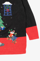 Vintage Black Nutcracker Fireplace Ugly Christmas Pullover (1990s)