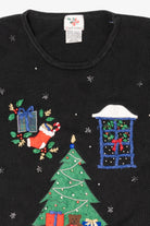 Vintage Black Nutcracker Fireplace Ugly Christmas Pullover (1990s)