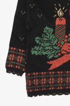 Vintage Black Holiday Time Candles Ugly Christmas Pullover (1980s)