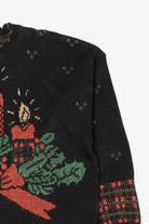Vintage Black Holiday Time Candles Ugly Christmas Pullover (1980s)