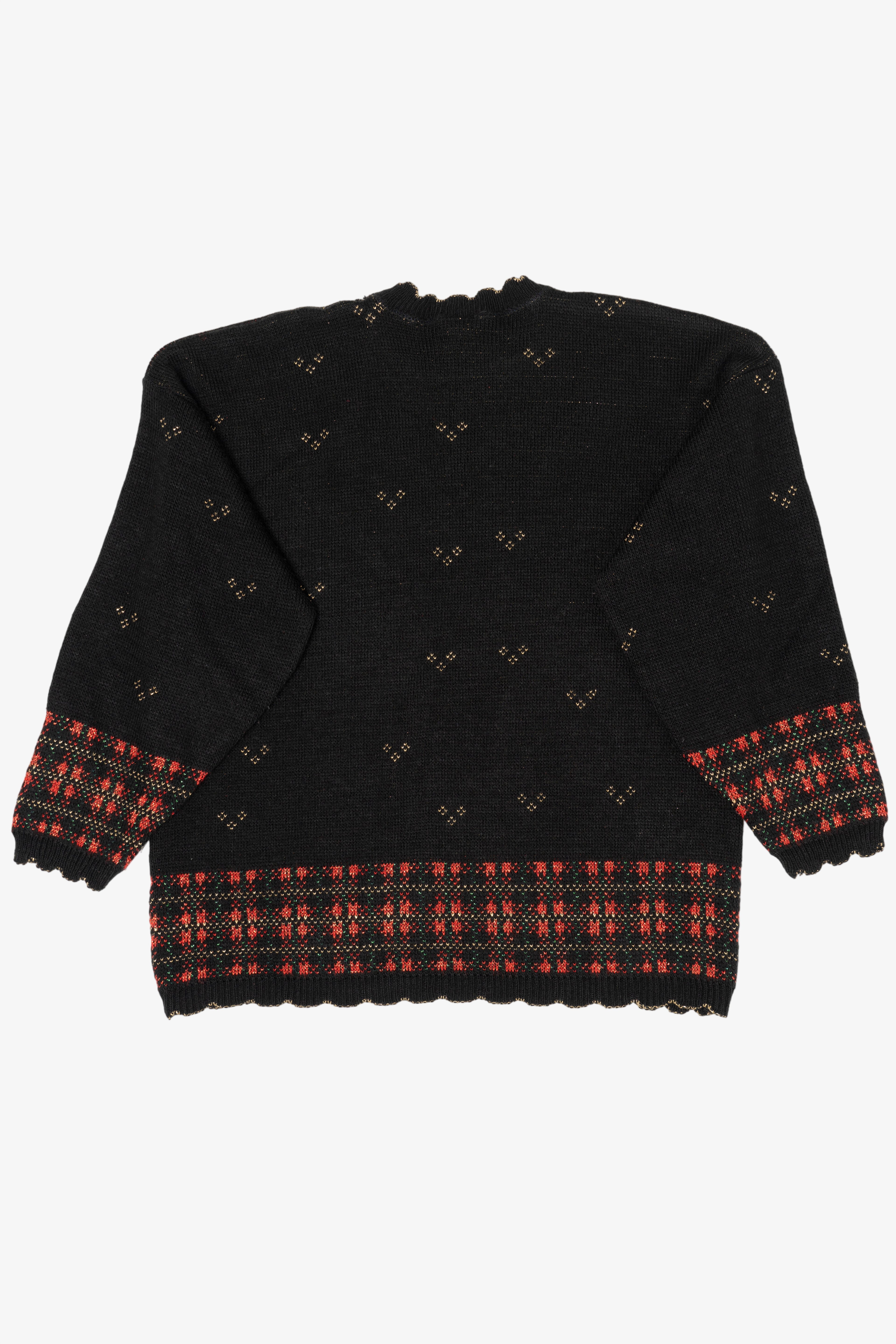 Vintage Black Holiday Time Candles Ugly Christmas Pullover (1980s)