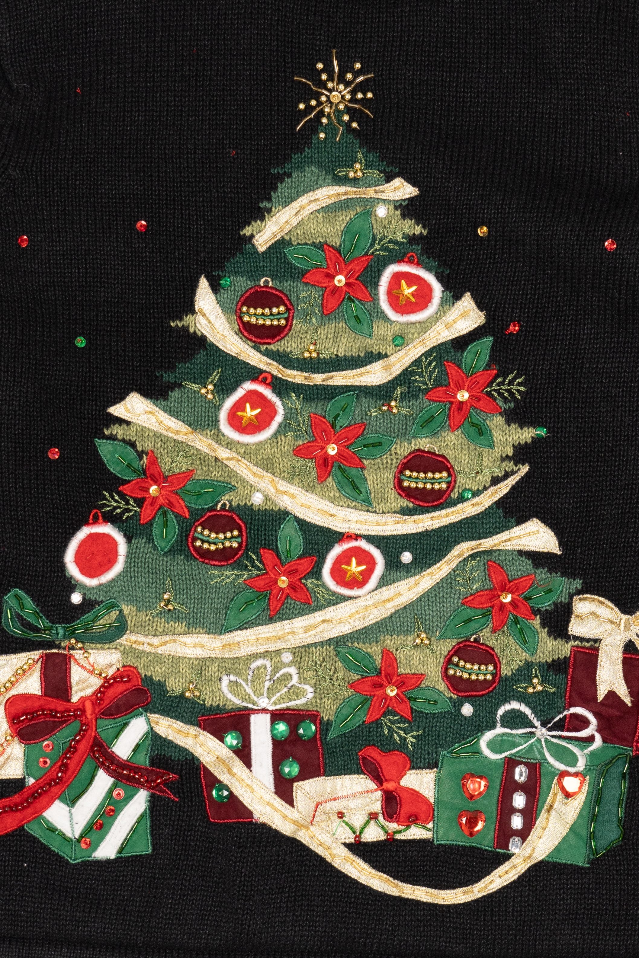 Vintage Black Shaver Lake Tree Ugly Christmas Pullover (1990s)