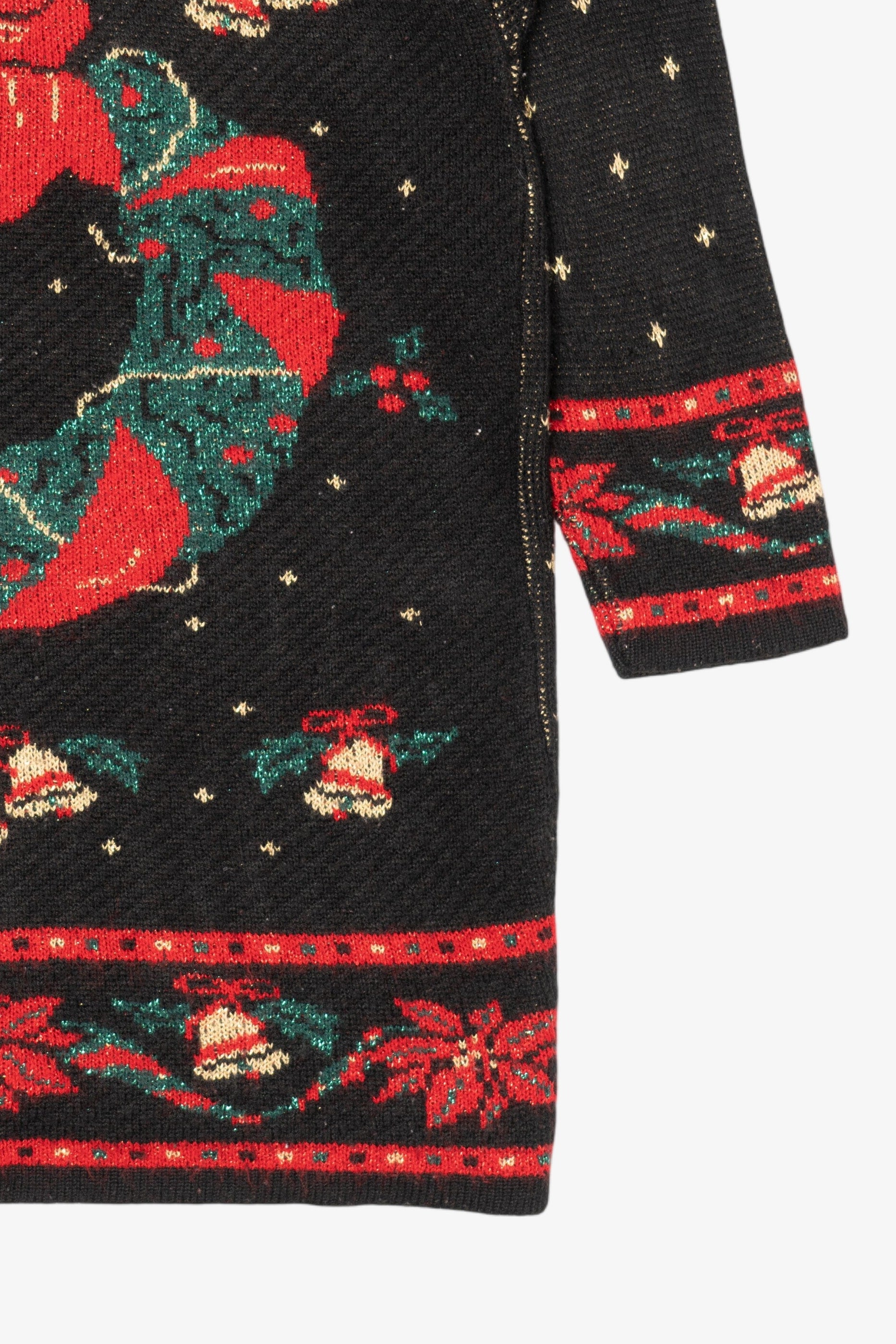 Vintage Black Mathias Wreaths Ugly Christmas Pullover (1980s)