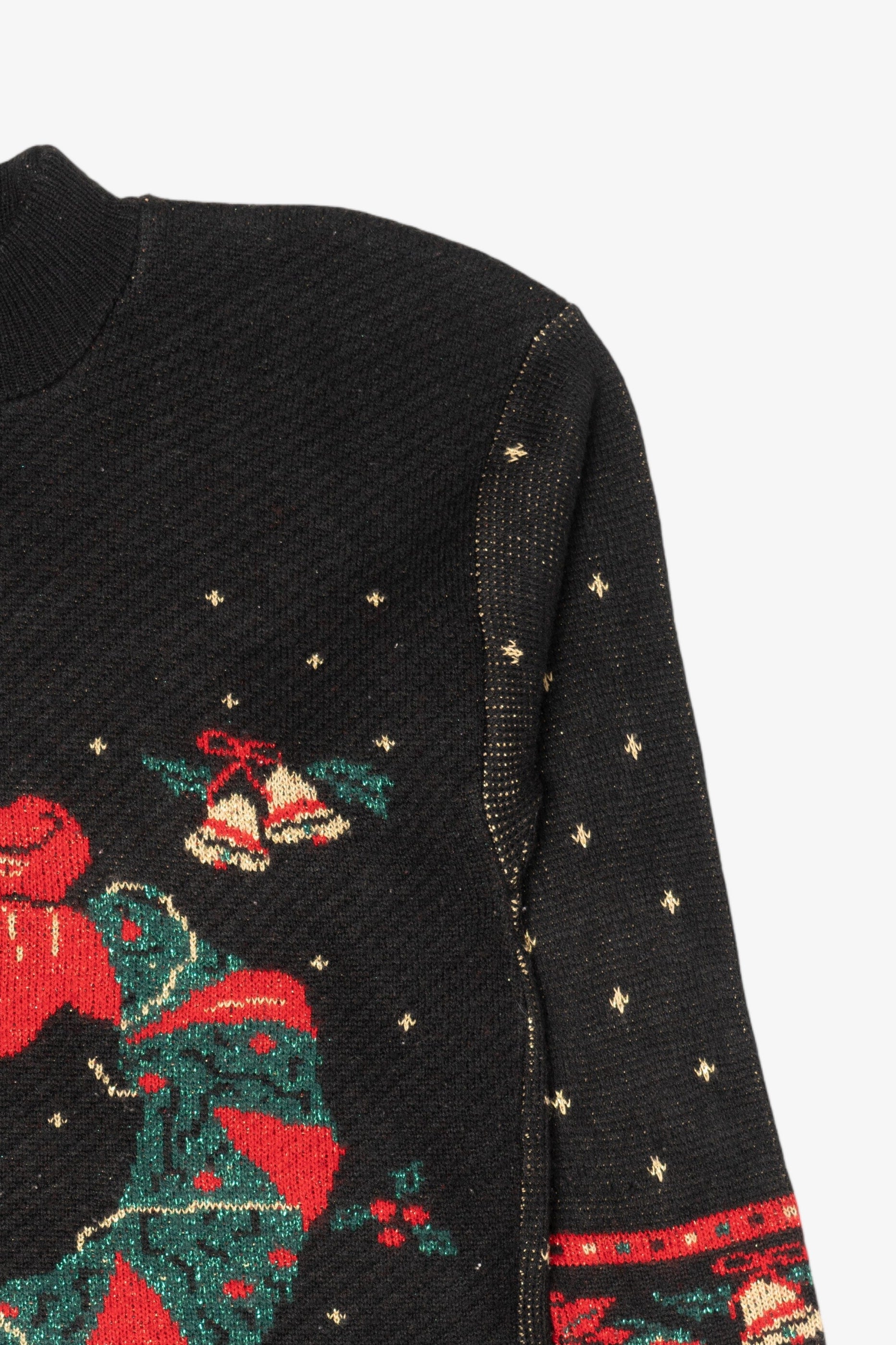 Vintage Black Mathias Wreaths Ugly Christmas Pullover (1980s)