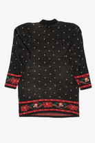 Vintage Black Mathias Wreaths Ugly Christmas Pullover (1980s)