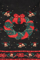 Vintage Black Mathias Wreaths Ugly Christmas Pullover (1980s)