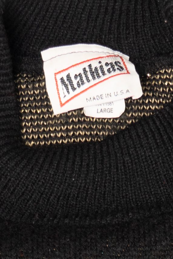 Vintage Black Mathias Wreaths Ugly Christmas Pullover (1980s)