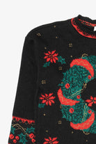 Vintage Black Nutcracker Wreaths Ugly Christmas Pullover (1980s)