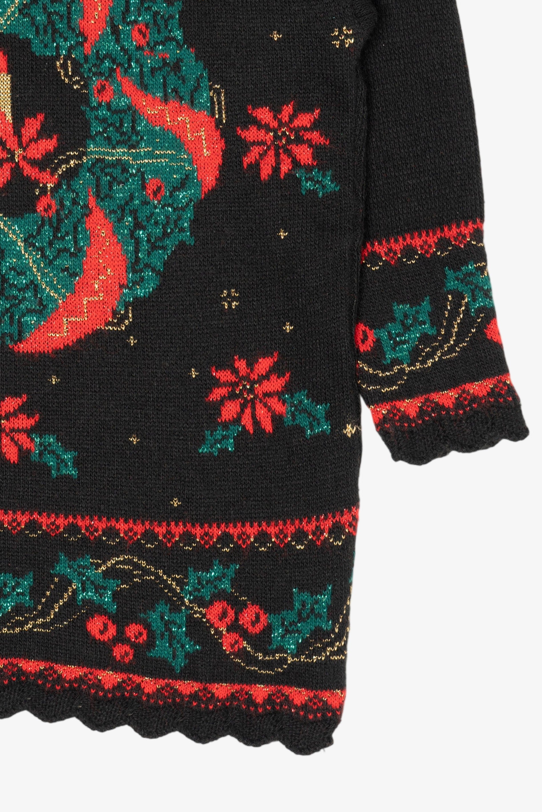 Vintage Black Nutcracker Wreaths Ugly Christmas Pullover (1980s)