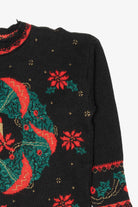 Vintage Black Nutcracker Wreaths Ugly Christmas Pullover (1980s)