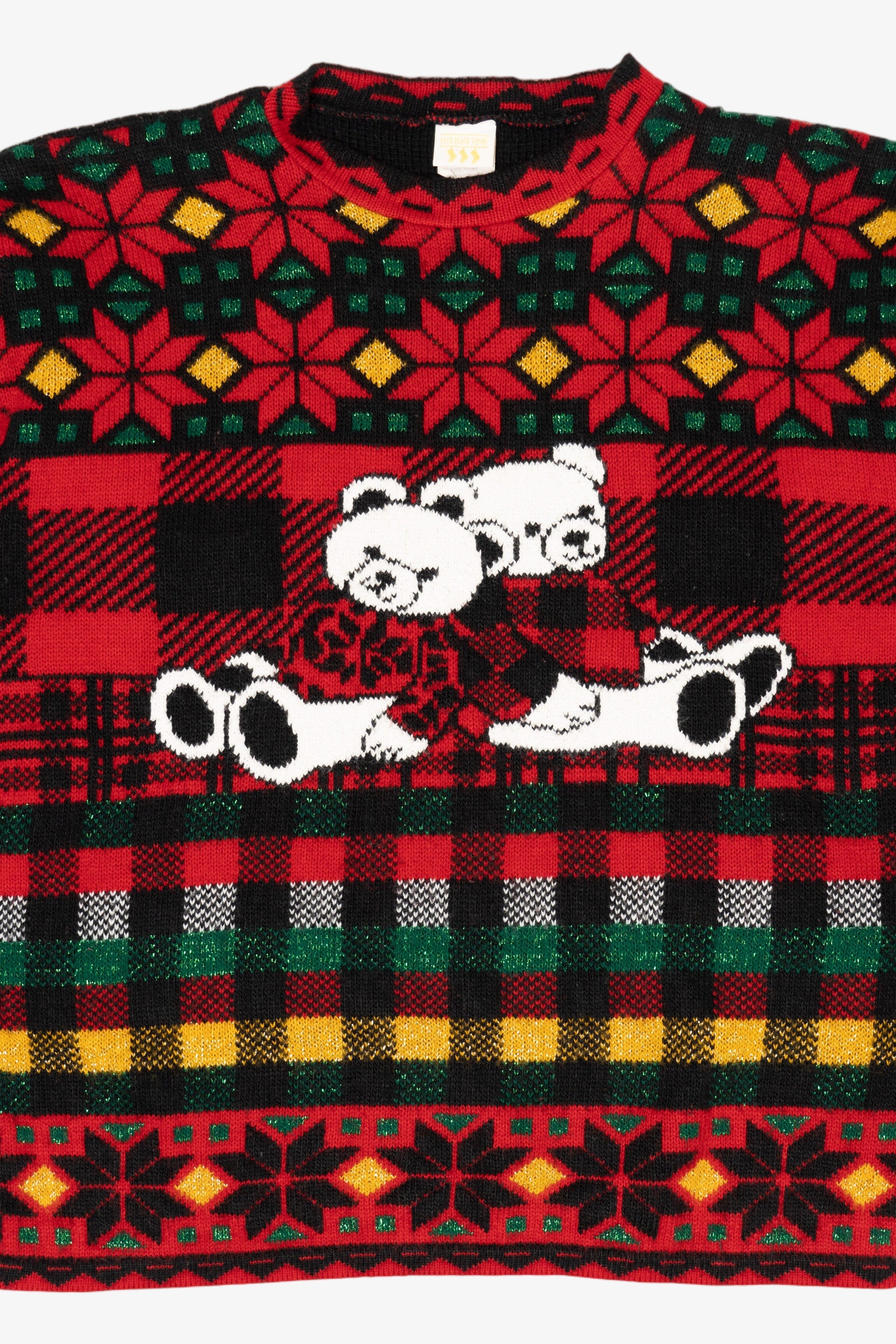 Vintage Red Holiday Time Bears Ugly Christmas Pullover (1980s)