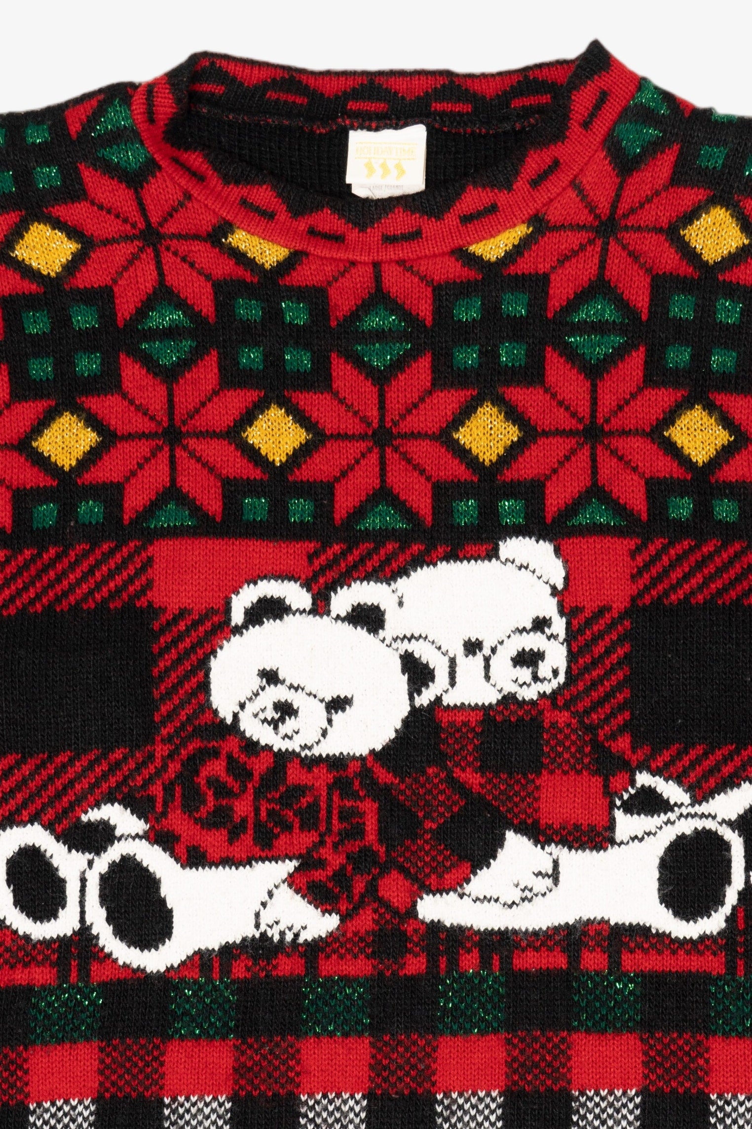 Vintage Red Holiday Time Bears Ugly Christmas Pullover (1980s)